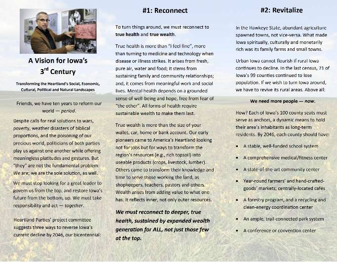 The flip sides of Michael’s main Senate-campaign flyer outlined his candidacy’s vision, values and main object