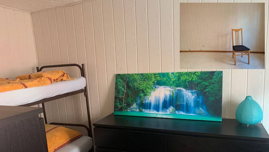 Before-after scene in the Scattergood Center in Phyllis-Thrams-Luick-Haus, Juedengasse 1